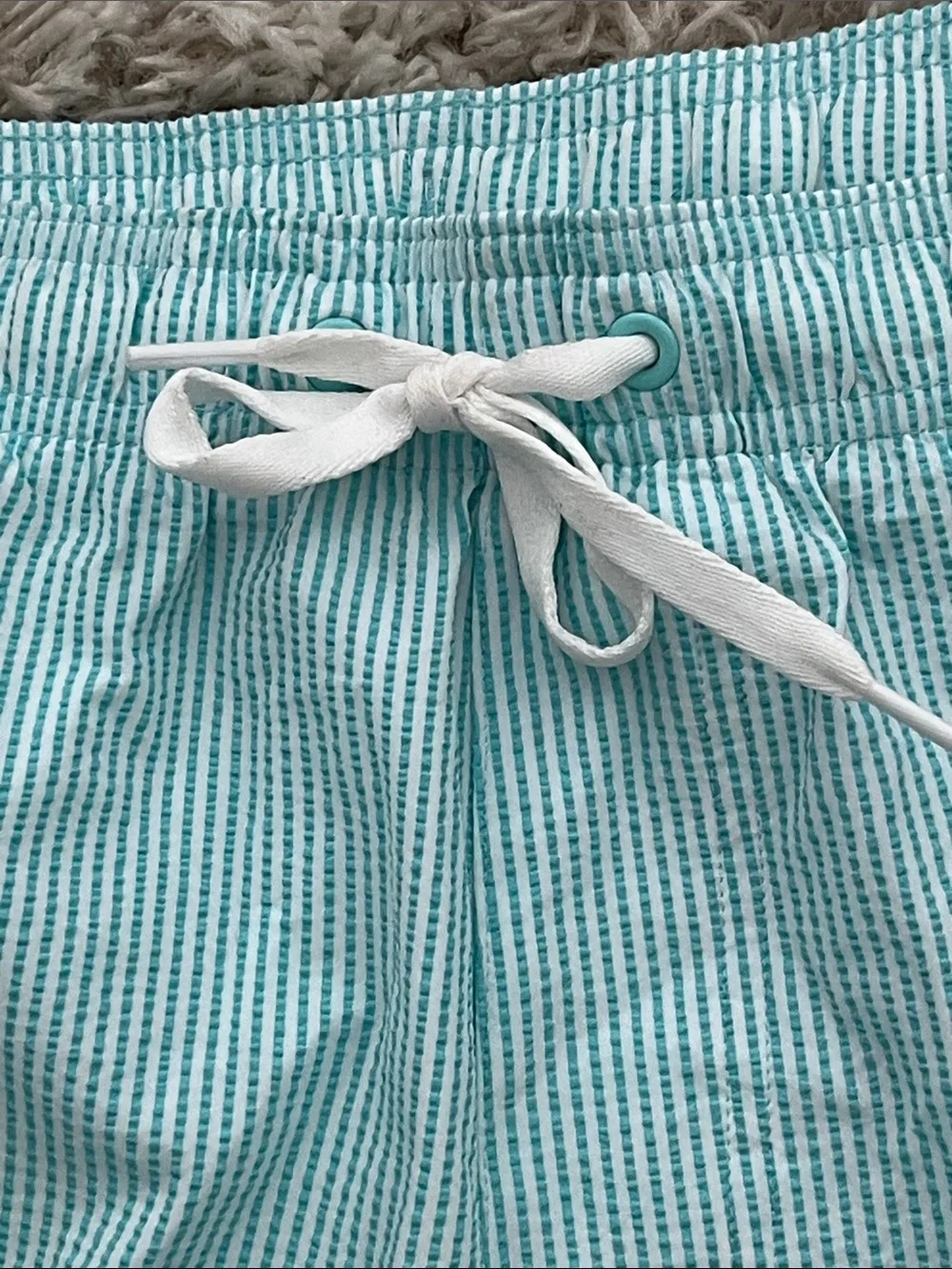 Old Navy Men's Pair of  Seersucker Swim Trunks in Balmy Air and Crayon Blue NWT